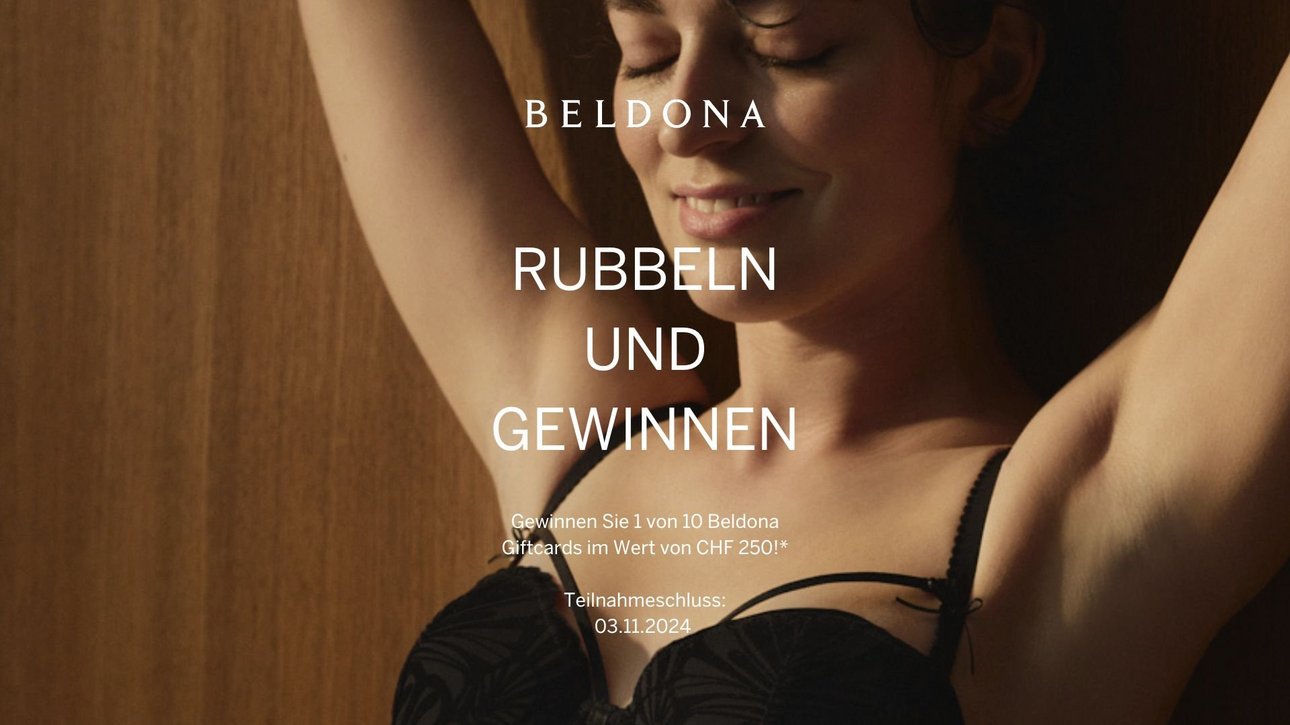 Woman in Beldona underwear with text for competition