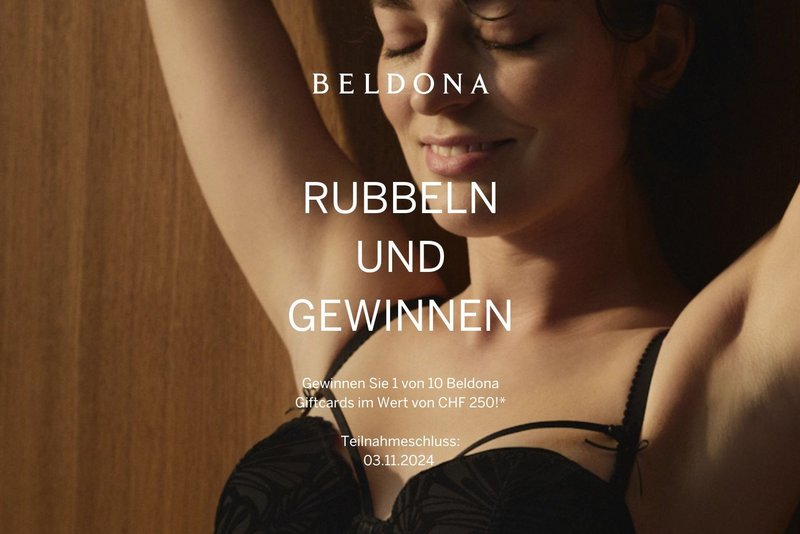 Woman in Beldona underwear with text for competition